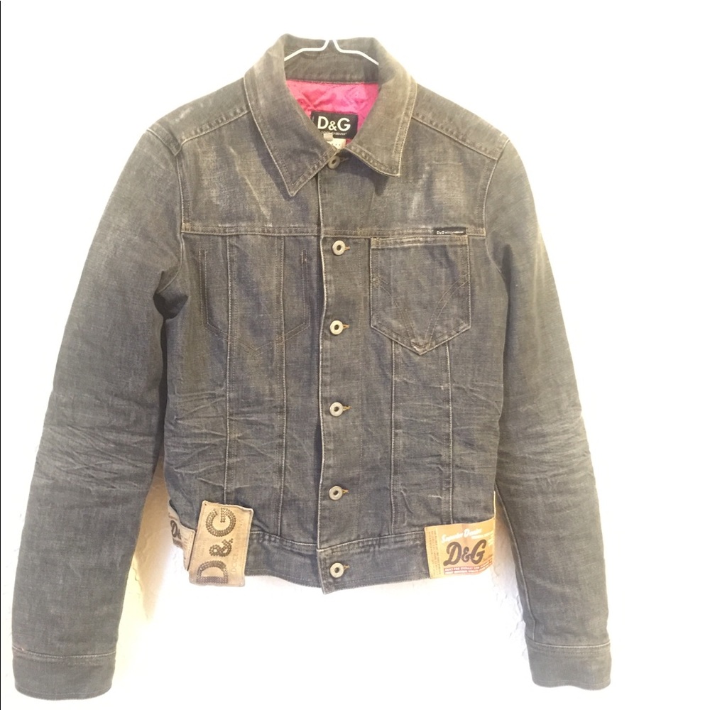 Dolce & Gabbana Leather Logo Denim Jacket